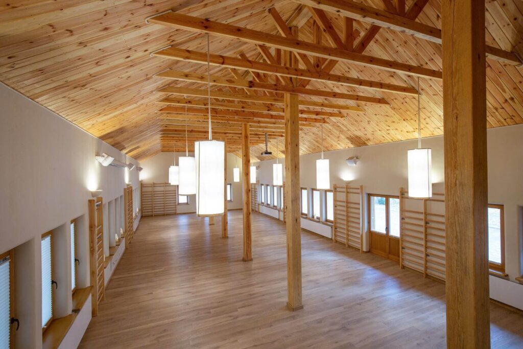 Spacious yoga and meditation hall